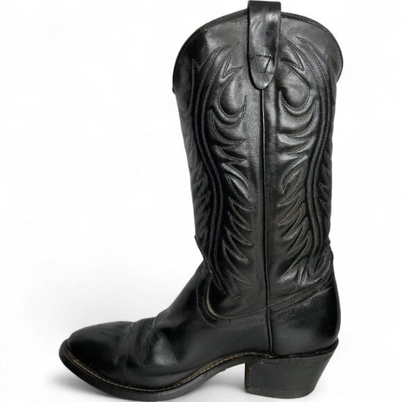 Texas Black Leather Western Cowboy Cowgirl Boots Women's 7 D - Picture 7 of 15